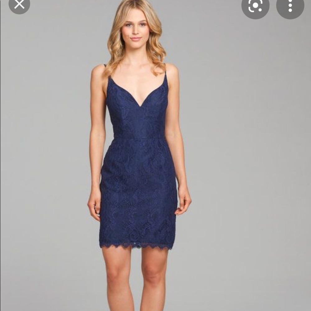 Hayley Paige Occasions Navy Lace Cocktail Dress